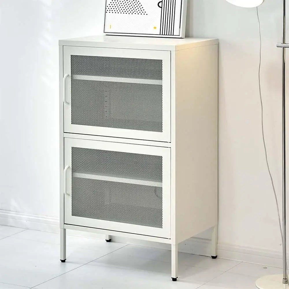 ArtissIn Double Mesh Door Storage Cabinet Organizer Bedroom White - Get Me Products