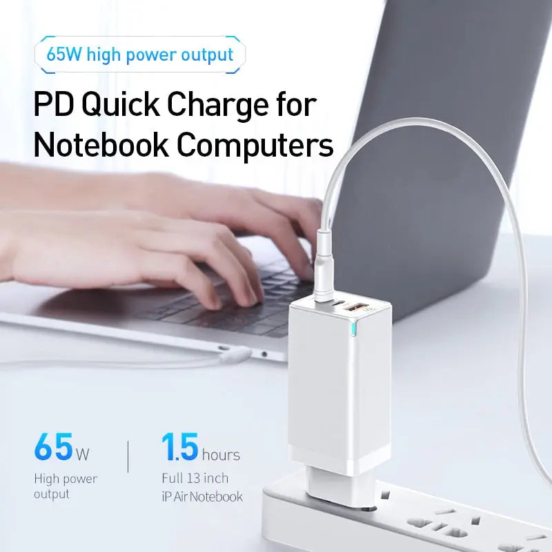 Baseus GAN 65W USB C Charger Quick Charge 4.0 3.0 QC4.0 QC PD3.0 PD - Get Me Products