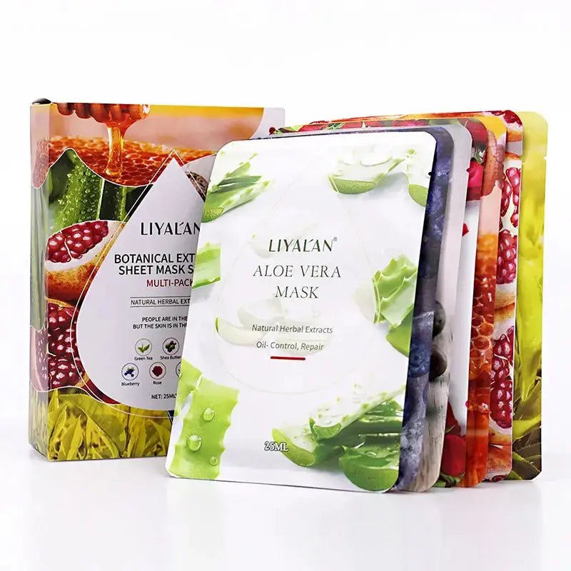 Beauty Mascarillasl Facial Skin Oil Control Whitening Face Skin Care Sheet Mask 7PCS Natural Plant Fruit Facial Mask - Get Me Products