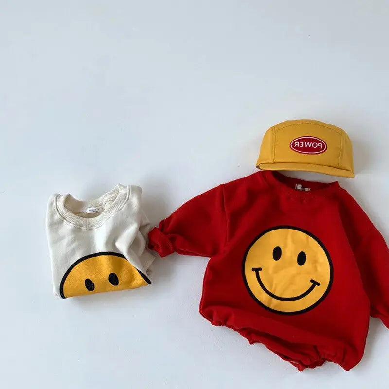 Cute Infant Baby Boy Girl Romper Cartoon Smile Print Round Neck - Get Me Products