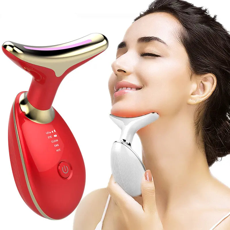 EMS Thermal Neck Lifting And Tighten Massager Electric Microcurrent Wrinkle Remover LED Photon Face Beauty Device For Woman - Get Me Products