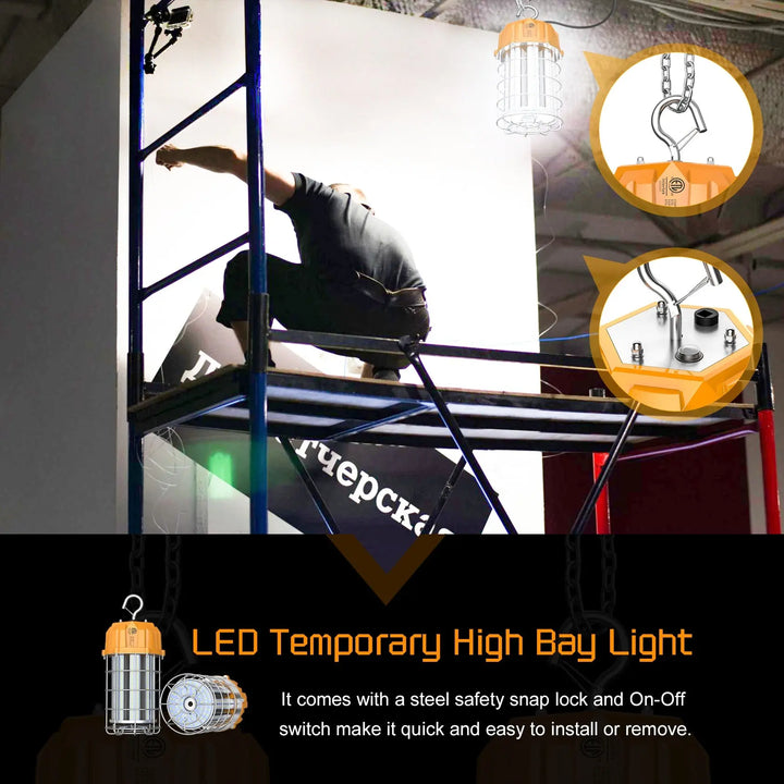 ETL Industry-graded Damp Location 120v LED Drop Light LED work light 150watt LED temporary lighting jobsite getmeproducts.co.uk