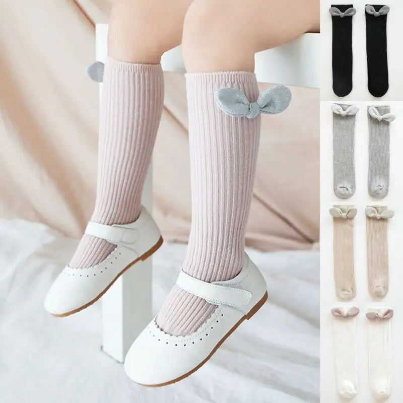 Emmababy New Kids Socks Toddlers Girls Big Bow Knee High Long Soft - Get Me Products