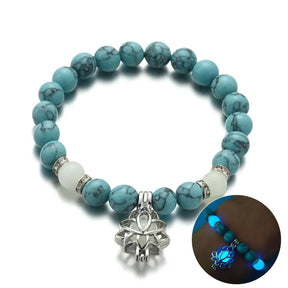 Energy Luminous Lotus Natural Stone Bracelet Yoga Healing Luminous Glow In The Dark Charm Beads Bracelet For Men Women Prayer Buddhism - Get Me Products