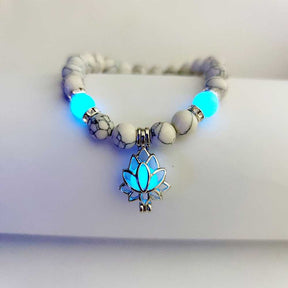 Energy Luminous Lotus Natural Stone Bracelet Yoga Healing Luminous Glow In The Dark Charm Beads Bracelet For Men Women Prayer Buddhism - Get Me Products