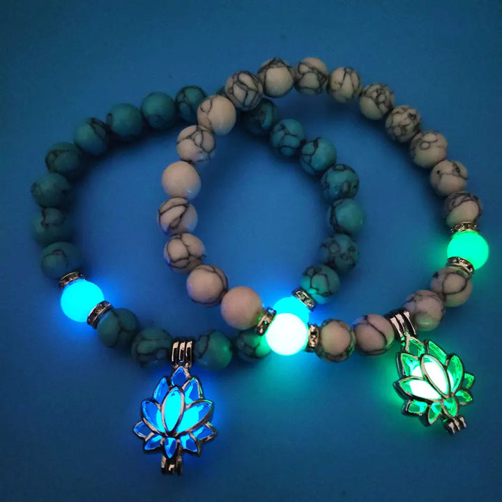 Energy Luminous Lotus Natural Stone Bracelet Yoga Healing Luminous Glow In The Dark Charm Beads Bracelet For Men Women Prayer Buddhism - Get Me Products