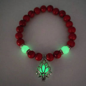 Energy Luminous Lotus Natural Stone Bracelet Yoga Healing Luminous Glow In The Dark Charm Beads Bracelet For Men Women Prayer Buddhism - Get Me Products