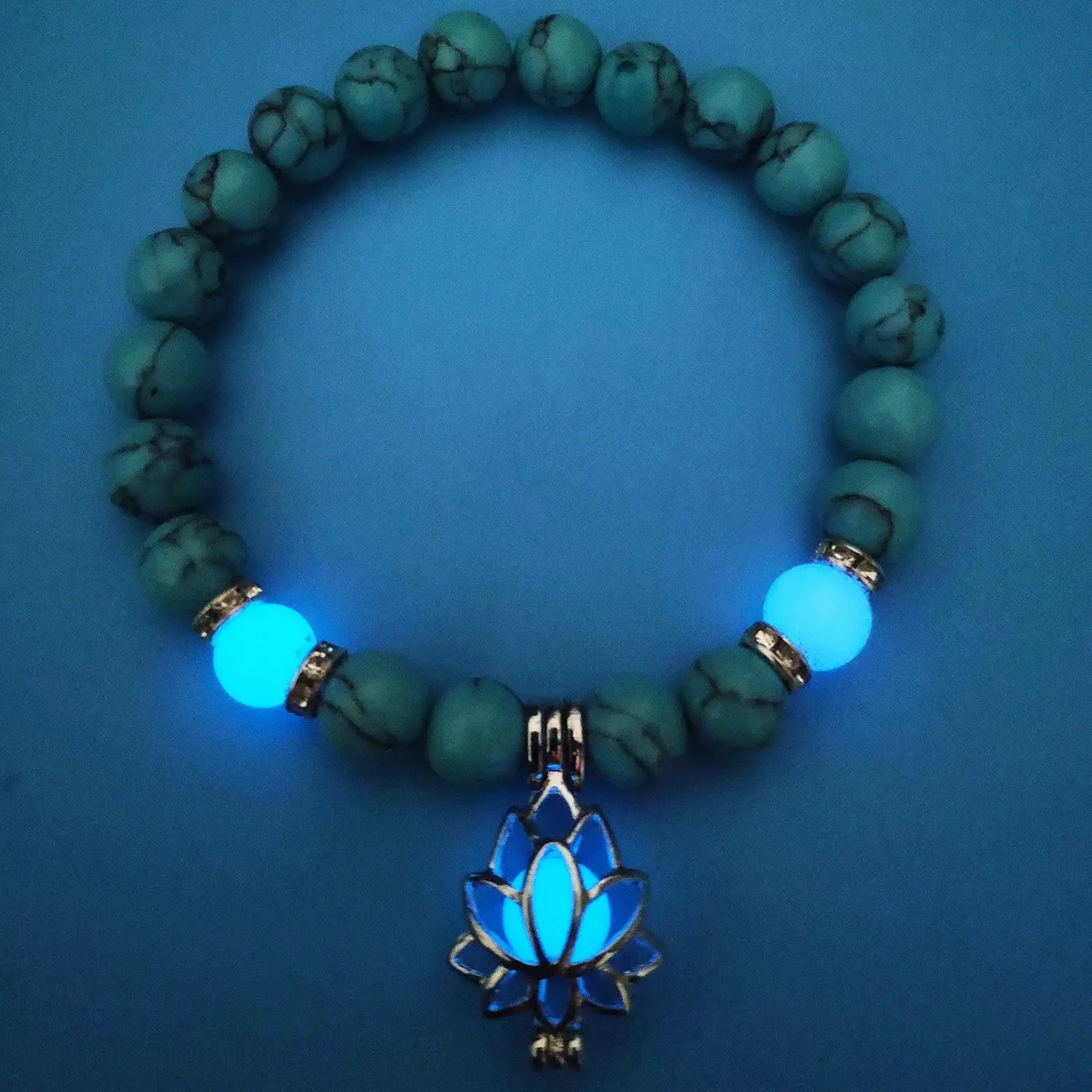 Energy Luminous Lotus Natural Stone Bracelet Yoga Healing Luminous Glow In The Dark Charm Beads Bracelet For Men Women Prayer Buddhism - Get Me Products