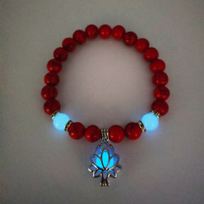 Energy Luminous Lotus Natural Stone Bracelet Yoga Healing Luminous Glow In The Dark Charm Beads Bracelet For Men Women Prayer Buddhism - Get Me Products