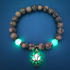 Energy Luminous Lotus Natural Stone Bracelet Yoga Healing Luminous Glow In The Dark Charm Beads Bracelet For Men Women Prayer Buddhism - Get Me Products