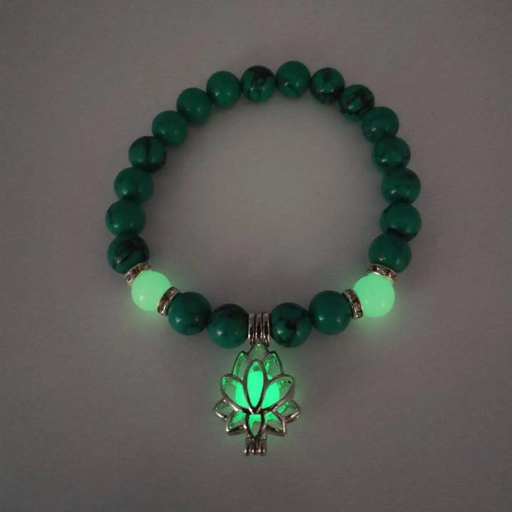 Energy Luminous Lotus Natural Stone Bracelet Yoga Healing Luminous Glow In The Dark Charm Beads Bracelet For Men Women Prayer Buddhism - Get Me Products