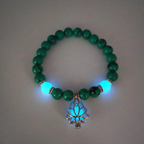 Energy Luminous Lotus Natural Stone Bracelet Yoga Healing Luminous Glow In The Dark Charm Beads Bracelet For Men Women Prayer Buddhism - Get Me Products