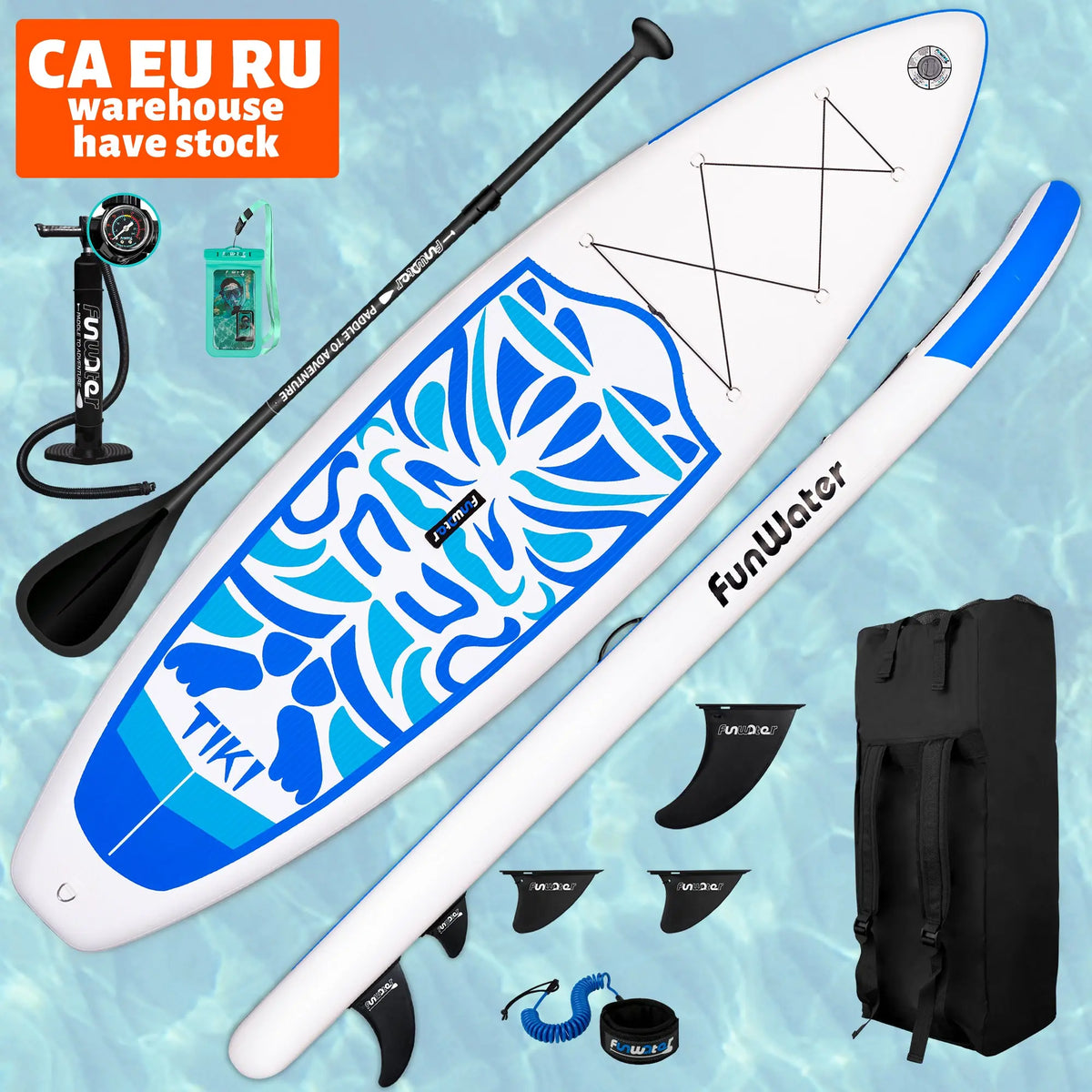 FUNWATER Dropshipping OEM blue inflatable stand up paddle sup surf board surfboard fins soft boards surf stand up paddleboard - Get Me Products