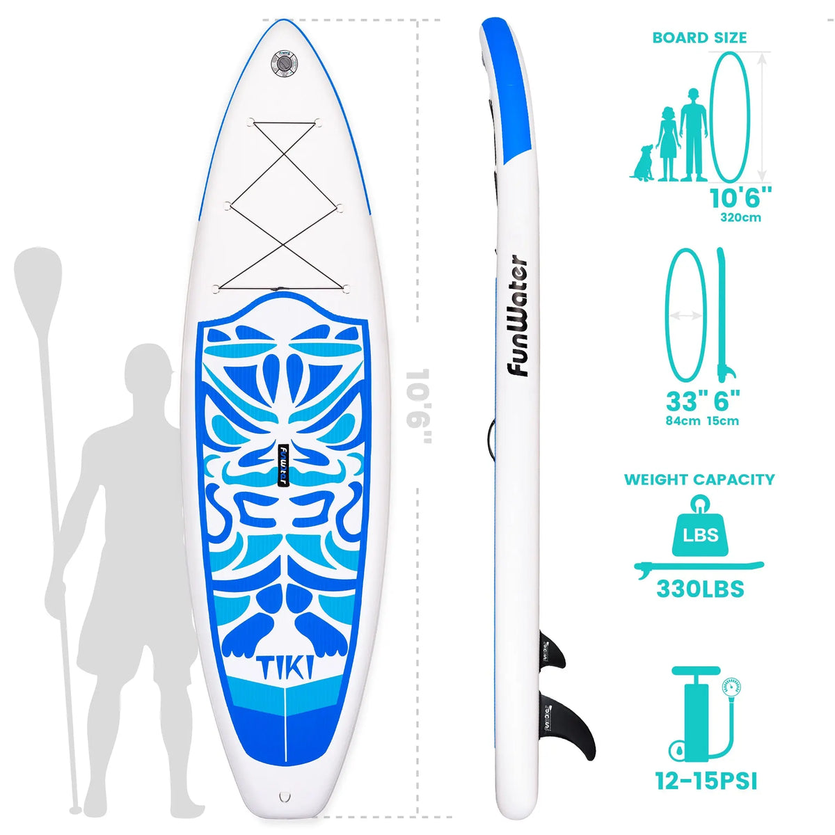 FUNWATER Dropshipping OEM blue inflatable stand up paddle sup surf board surfboard fins soft boards surf stand up paddleboard - Get Me Products