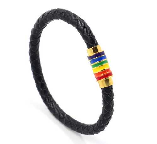 Fashion Gay Pride Rainbow Leather Bracelets For Women Men Black Brown Genuine Leather Bangle Magnetic Clasp LGBT Jewelry - Get Me Products