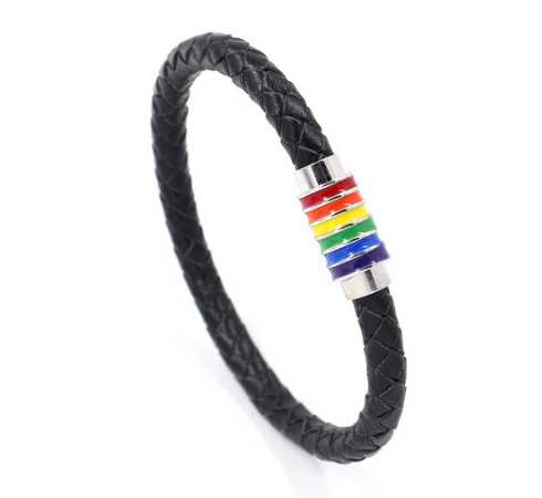 Fashion Gay Pride Rainbow Leather Bracelets For Women Men Black Brown Genuine Leather Bangle Magnetic Clasp LGBT Jewelry - Get Me Products