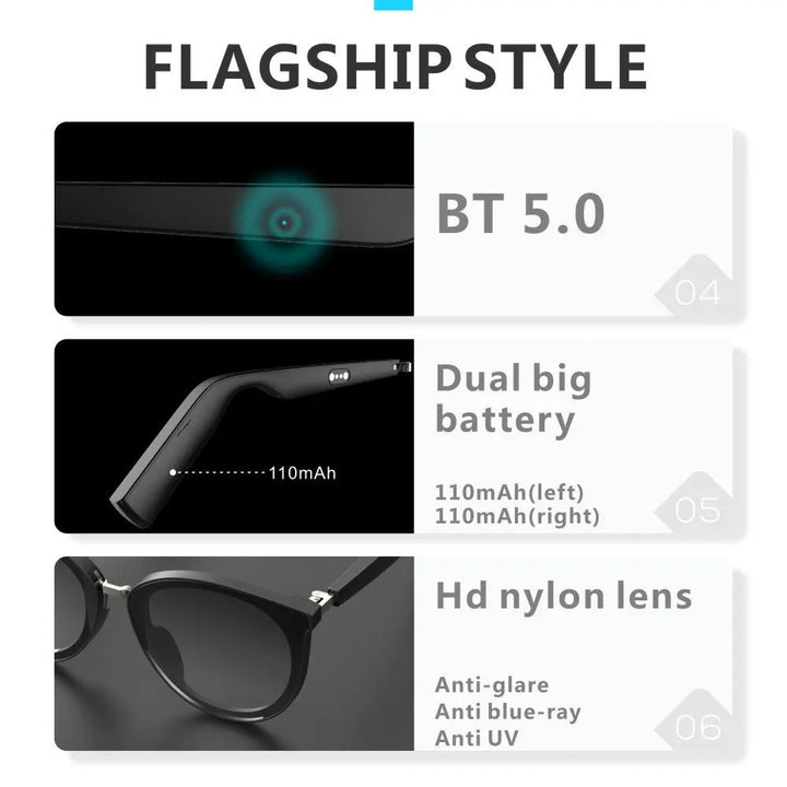 Fashion Sunglasses Newest Bluetooth Glasses Calling Smart Sunglasses with TWS Headphone - Get Me Products