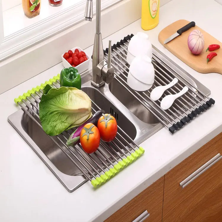 Folding Kitchen Drain Sink Rack Stainless Steel - Get Me Products