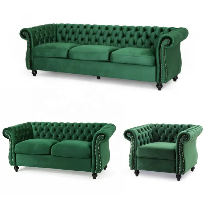 Free shipping within U.S Living Room Modern Chesterfield Sofa Tufted Velvet Sofa Set Furniture - Get Me Products
