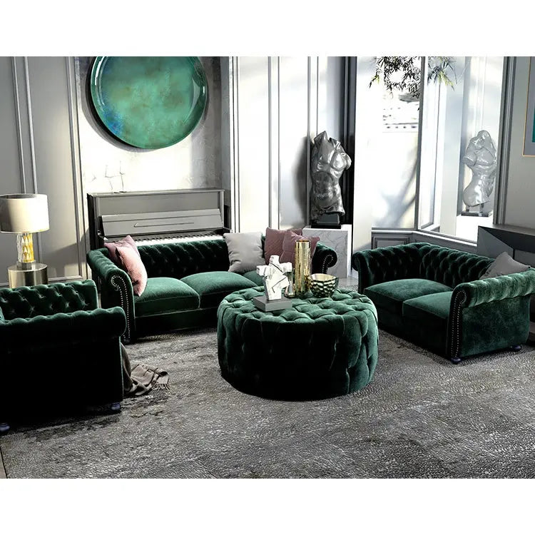 Free shipping within U.S Living Room Modern Chesterfield Sofa Tufted Velvet Sofa Set Furniture - Get Me Products