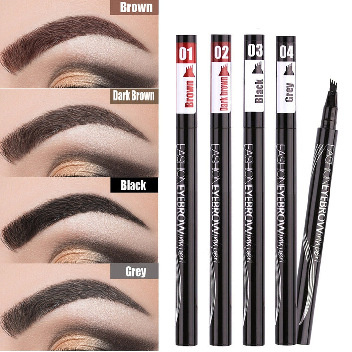 Waterproof Natural Eyebrow Pen Four-claw Eye Brow Tint Makeup three Colors Eyebrow Pencil Brown Black Grey Brush Cosmetics - Get Me Products