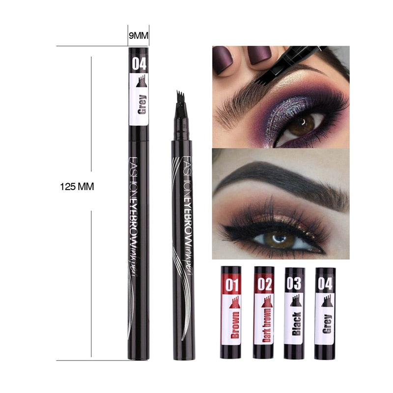 Waterproof Natural Eyebrow Pen Four-claw Eye Brow Tint Makeup three Colors Eyebrow Pencil Brown Black Grey Brush Cosmetics - Get Me Products