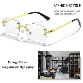 HBK Frameless trendy unisex sunglasses 2023 luxury rectangle rimless sunglasses men women - Get Me Products