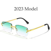 HBK Frameless trendy unisex sunglasses 2023 luxury rectangle rimless sunglasses men women - Get Me Products