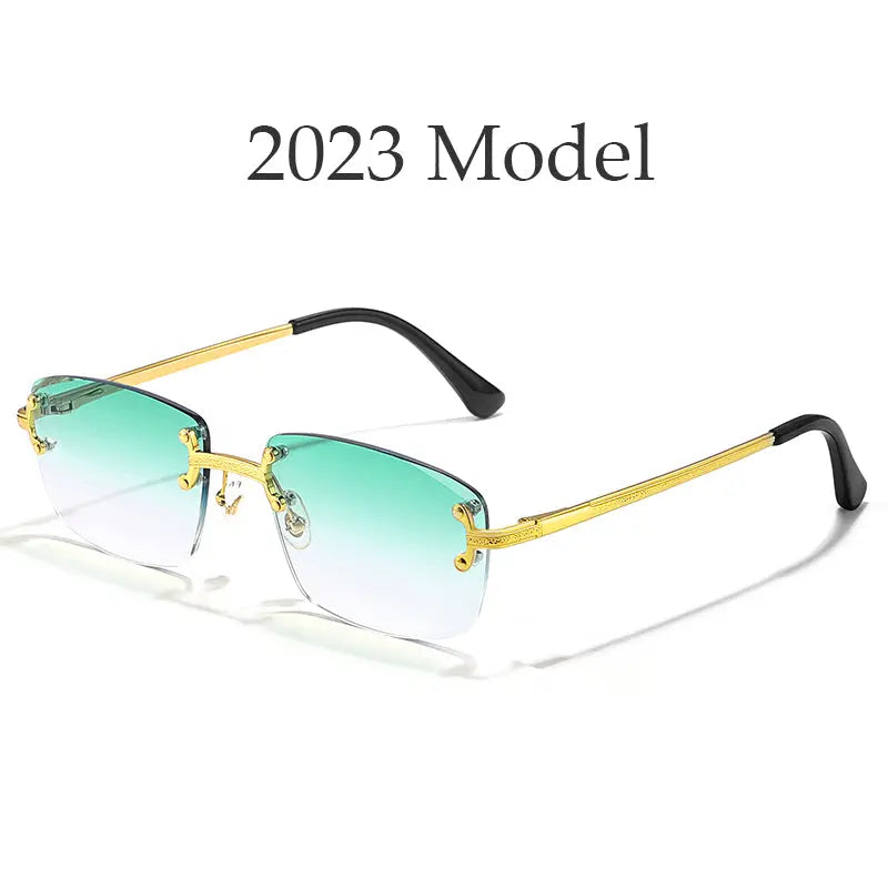 HBK Frameless trendy unisex sunglasses 2023 luxury rectangle rimless sunglasses men women - Get Me Products