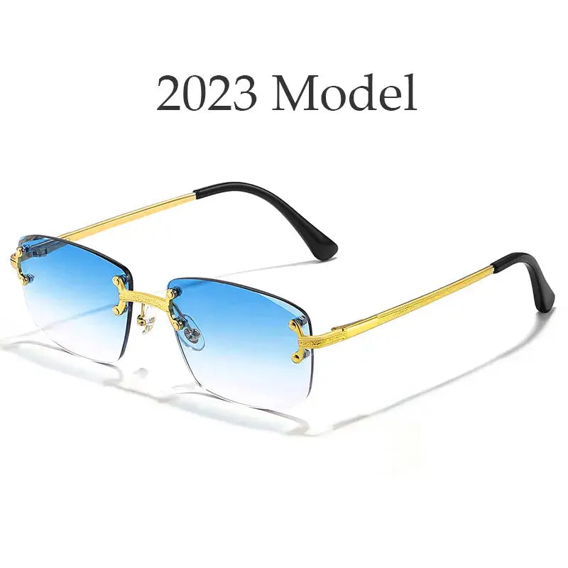 HBK gradient lens metal sunglasses rimless square blue uv400 high quality brown women sun glasses for men frameless - Get Me Products