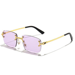 HBK gradient lens metal sunglasses rimless square blue uv400 high quality brown women sun glasses for men frameless - Get Me Products