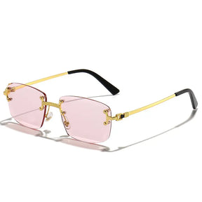 HBK gradient lens metal sunglasses rimless square blue uv400 high quality brown women sun glasses for men frameless - Get Me Products