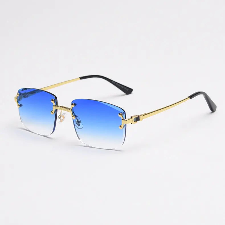 HBK gradient lens metal sunglasses rimless square blue uv400 high quality brown women sun glasses for men frameless - Get Me Products