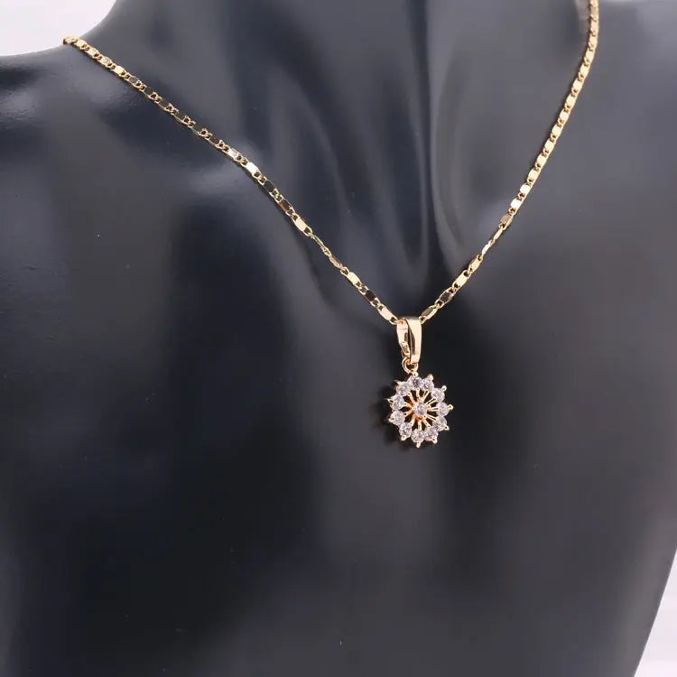 HD jewelry fashion flower 18k gold plated necklace pendant earring jewelry set for women - Get Me Products