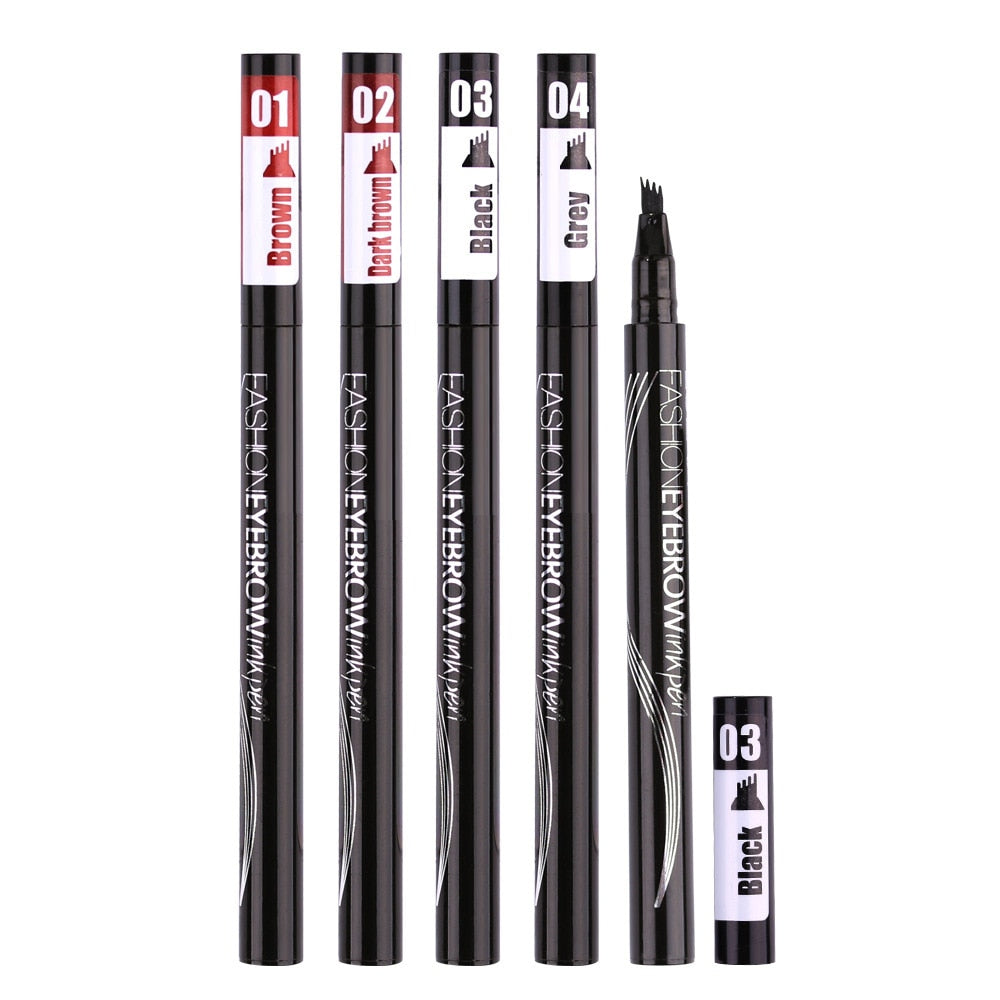 Waterproof Natural Eyebrow Pen Four-claw Eye Brow Tint Makeup three Colors Eyebrow Pencil Brown Black Grey Brush Cosmetics - Get Me Products