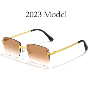 HBK Frameless trendy unisex sunglasses 2023 luxury rectangle rimless sunglasses men women - Get Me Products