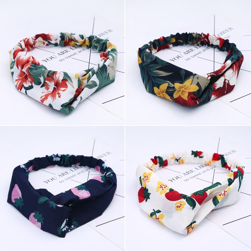 Fashion Women Girls Summer Bohemian Hair Bands Print Headbands Vintage Cross Turban Bandage Bandanas HairBands Hair Accessories - Get Me Products