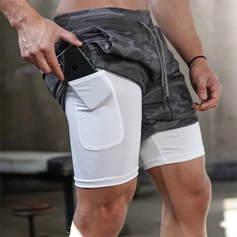 Running Shorts Men 2 In 1 Double-deck Quick Dry GYM Sport Shorts Fitness Jogging Workout Shorts Men Sports Short Pants - Get Me Products
