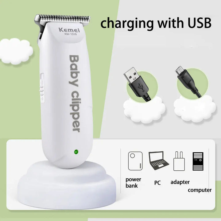 KEMEI 1319 Electric USB Baby Hair Trimmer Mini Portable Hair Clipper Kid Hair Cutting Rechargeable Quiet Infant household Shaver - Get Me Products