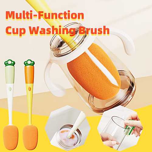 Kitchen 3 In 1 Multifunctional Cleaning Cup Brush Long Handle Carrot Water Bottle Cleaning Brush - Get Me Products