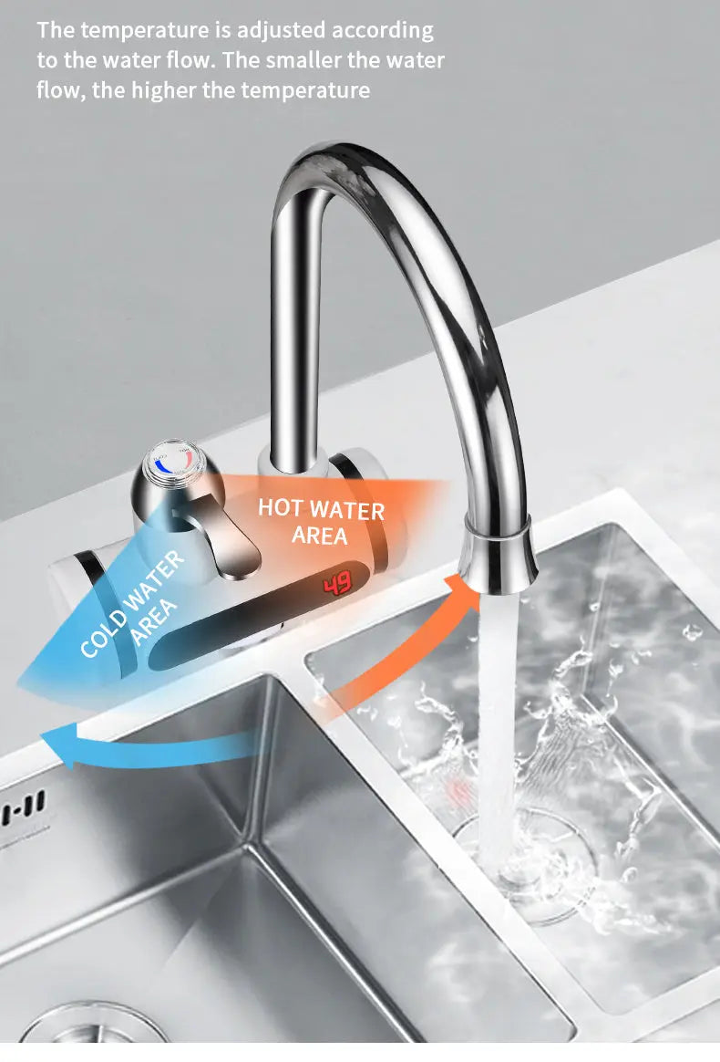 Kitchen Electric Water Tap  Water Heater Temperature Display Cold Heating Faucet Hot Water Faucet Heater - Get Me Products