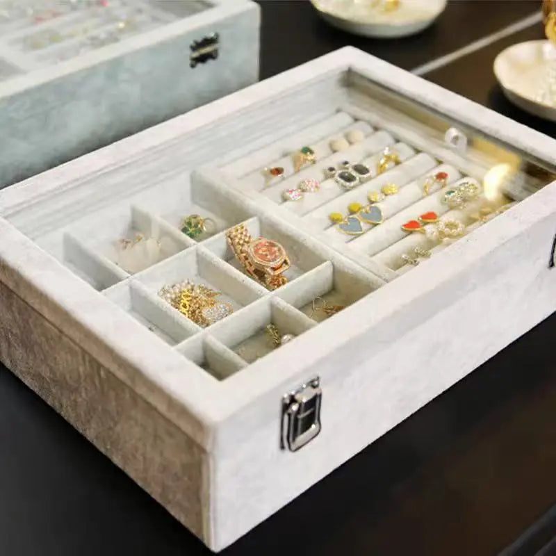 Large Capacity Jewelry Box Double Layer Flannel Box - Get Me Products