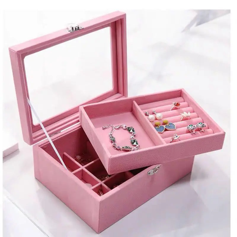 Large Capacity Jewelry Box Double Layer Flannel Box - Get Me Products