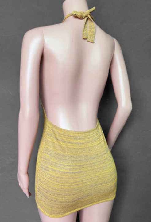 Liu Ming Latest Design Women Sexy Halter Sleeveless Skinny Backless Knitted Nightclub Mini Dresses - Get Me Products