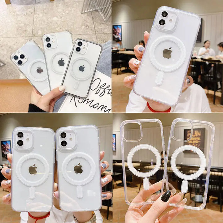 Luxury shockproof Clear PC TPU magnetic phone case for iphone 12 13 14 pro max mobile cover - Get Me Products