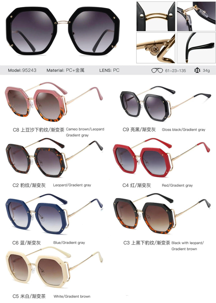 Designer Sunglasses Women Fashion Shades UV400 Big Glasses Oculos CE UV400 PC Gradient Resin - Get Me Products