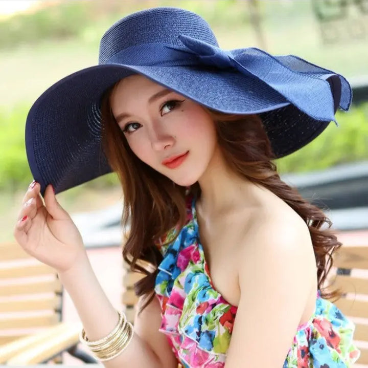 hat shade straw hat female summer foldable sunscreen sun hat travel seaside vacation beach hat - Get Me Products