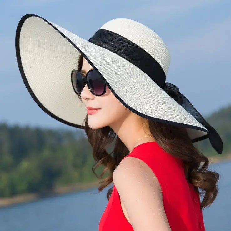 hat shade straw hat female summer foldable sunscreen sun hat travel seaside vacation beach hat - Get Me Products