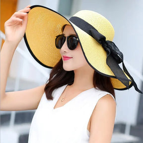 hat shade straw hat female summer foldable sunscreen sun hat travel seaside vacation beach hat - Get Me Products