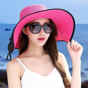 hat shade straw hat female summer foldable sunscreen sun hat travel seaside vacation beach hat - Get Me Products